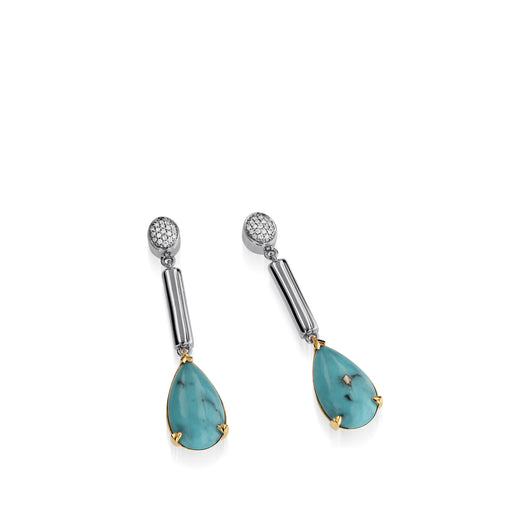 Bermuda Gemstone Dangle Earrings with Pave Diamonds