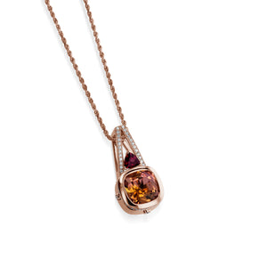 Signature Autumn Tourmaline, Rhodolite Garnet, and Diamond Pendant Necklace
