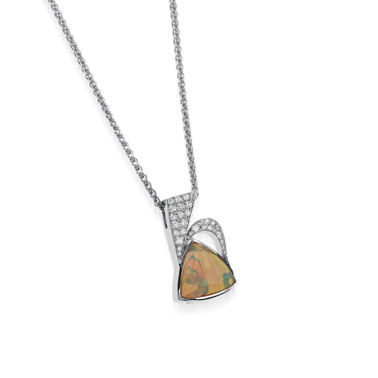 Signature Trillion Opal and Diamond Pendant Necklace