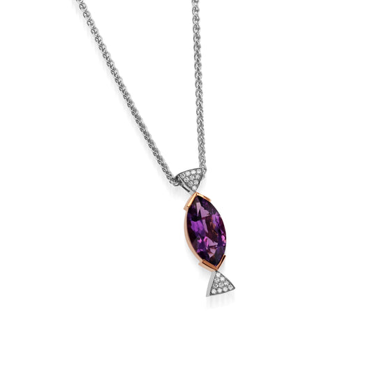 Signature Marquise Amethyst and Diamond Pendant Necklace