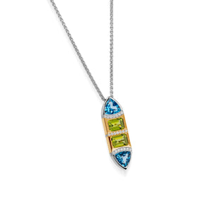 Signature Peridot, Blue Topaz, and Diamond Pendant Necklace