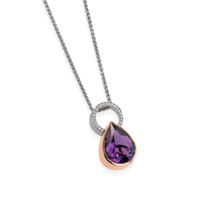 Signature Pear-shaped Amethyst and Diamond Pendant Necklace