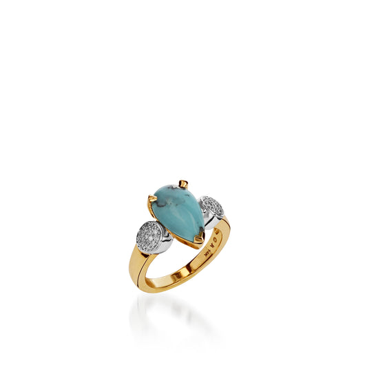 Bermuda Small Gemstone Ring with Pave Diamonds
