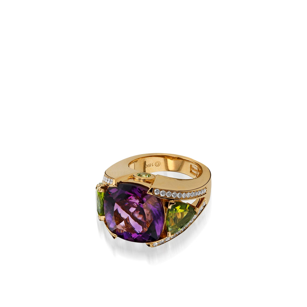 Amethyst hot sale peridot ring