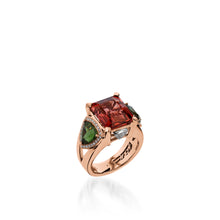 Load image into Gallery viewer, Signature Pink Tourmaline, Green Tourmaline, and Diamond Ring in Rose Gold
