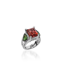 Load image into Gallery viewer, Signature Pink Tourmaline, Green Tourmaline, and Diamond Ring in White Gold
