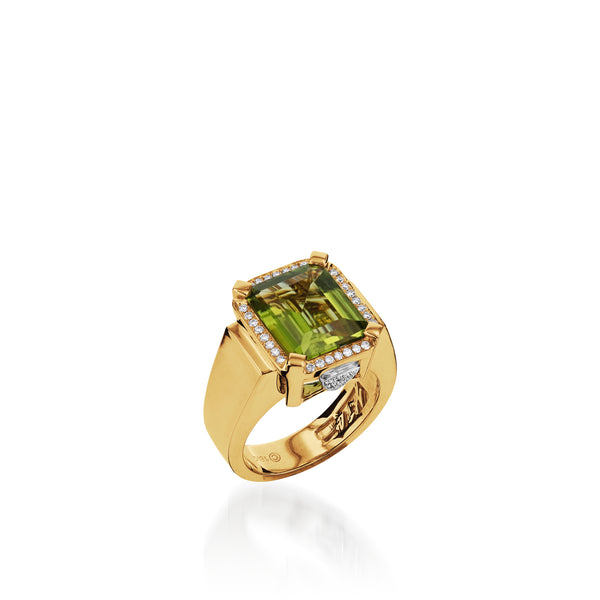 Birthstone 18kt gold ring with diamonds and peridot in green - Persee |  Mytheresa