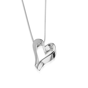Precious Large Silver Heart Pendant Necklace