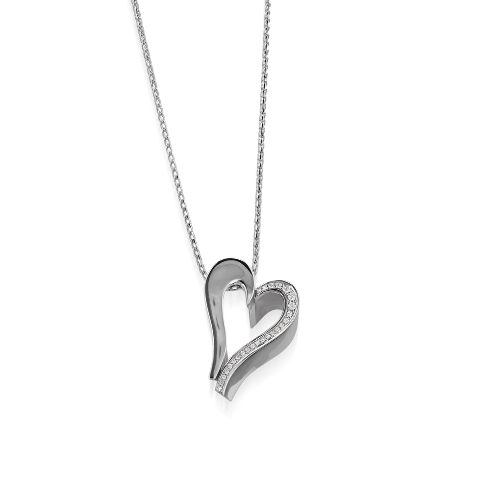 Diamond Heart Necklace 1/8 ct tw Baguette/Round Sterling Silver | Kay Outlet