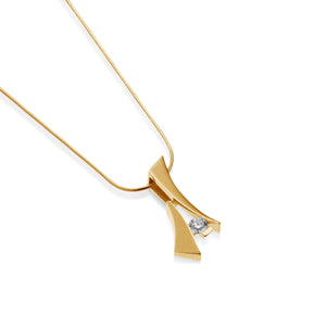 Women's 14-karat Yellow Gold Oyster Solitaire Diamond Pendant Necklace