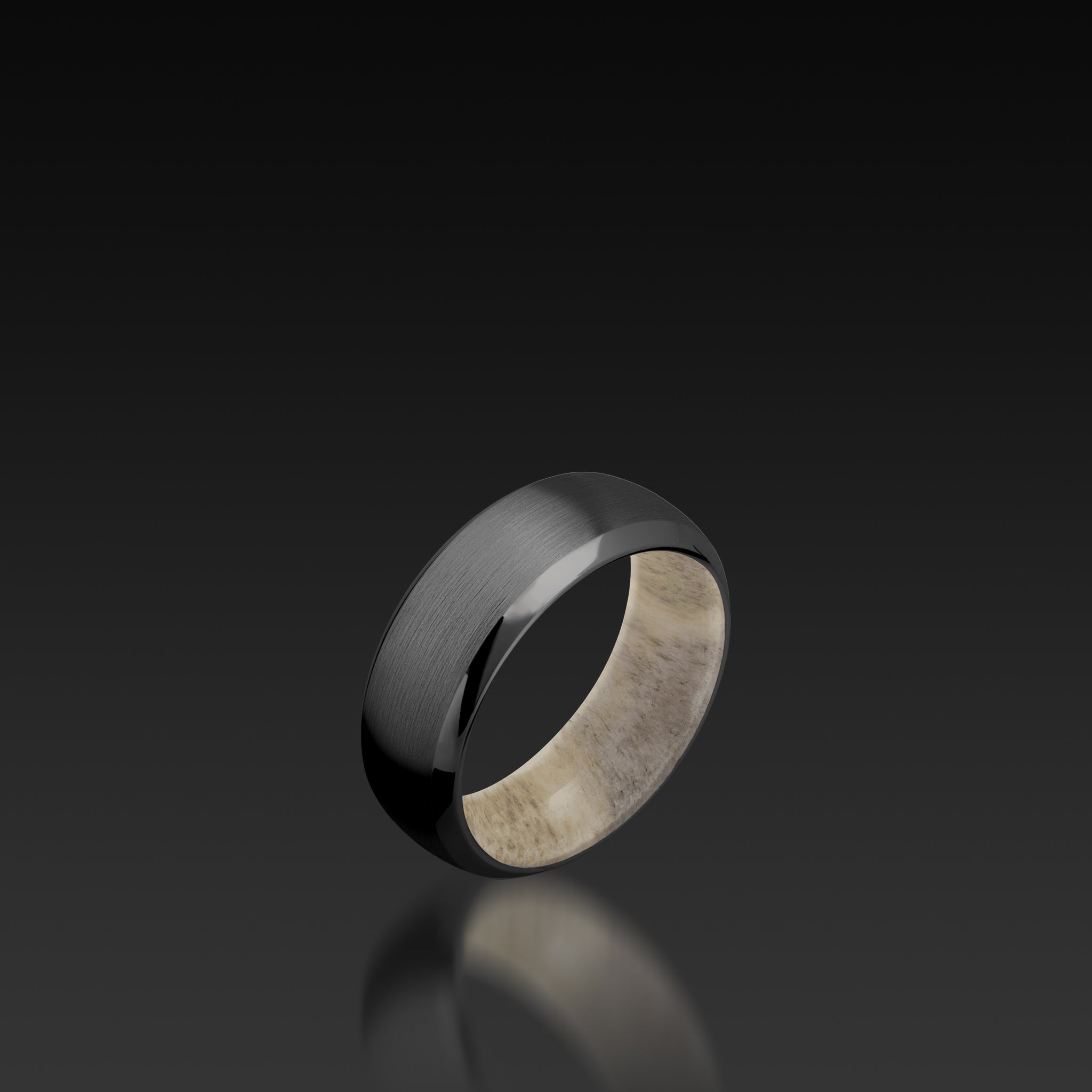 Black Zirconium Domed Band with Antler Sleeve – John Atencio