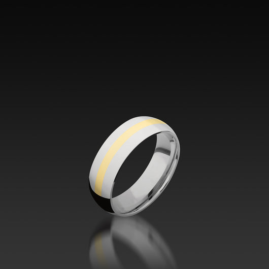 Cobalt Chrome Domed Band with Yellow Gold