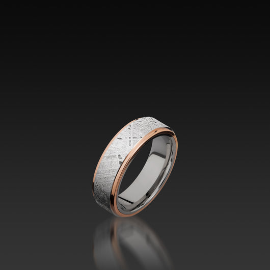 Cobalt Chrome Flat Band with Meteorite and Rose Gold