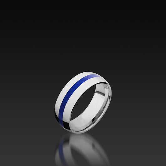 Cobalt Chrome Domed Band with Lapis Inlay