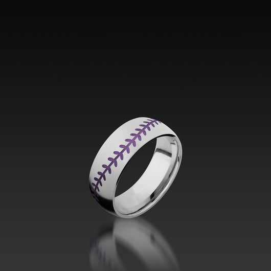 Cobalt Chrome Domed Band with Baseball Pattern
