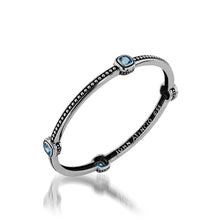 Load image into Gallery viewer, Women&#39;s Sterling Silver Chorus Blue Topaz Bangle Bracelet
