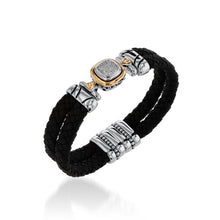 Load image into Gallery viewer, Chorus Pave Diamond Double Leather Bracelet
