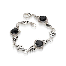 Load image into Gallery viewer, Women&#39;s Sterling Silver and 14 karat Yellow Gold Deco Pave Black Onyx Bracelet
