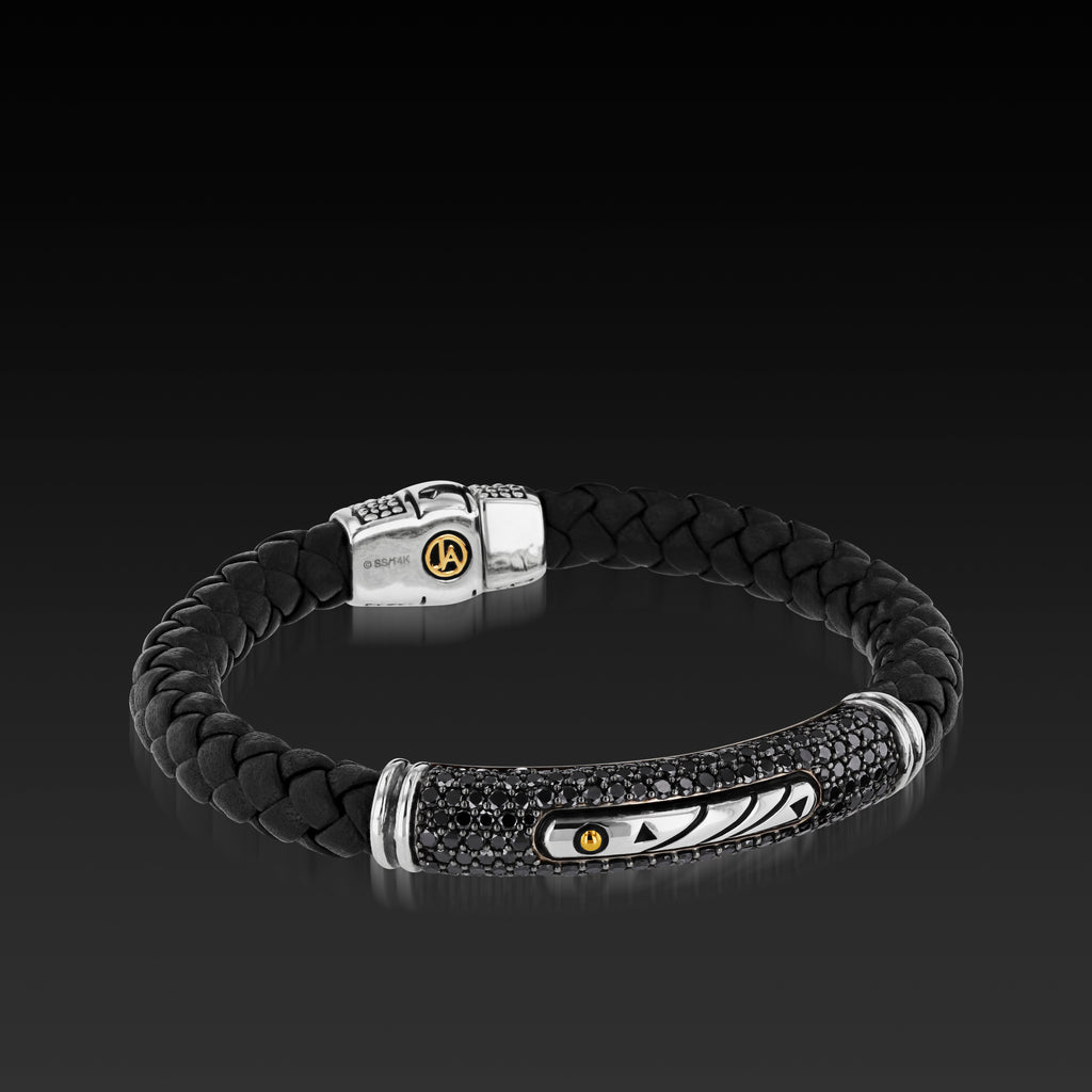 O.H. V Noir Black Leather Bracelet – Outhouse Jewellery