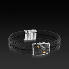Load image into Gallery viewer, Matrix Black Diamond Double Leather Bracelet
