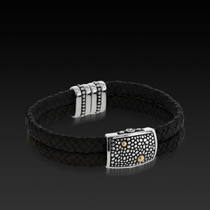 Matrix Black Double Leather Bracelet