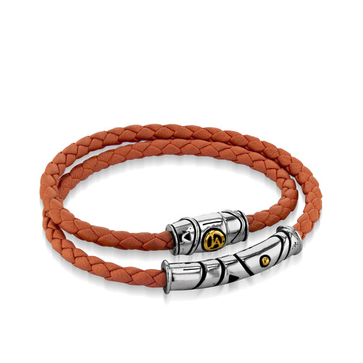 Solar Orange Leather Double-Wrap Bracelet