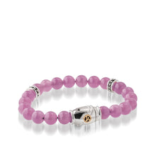 Load image into Gallery viewer, Women&#39;s Sterling Silver and 14 karat Yellow Gold Solar Kunzite Beaded Bracelet
