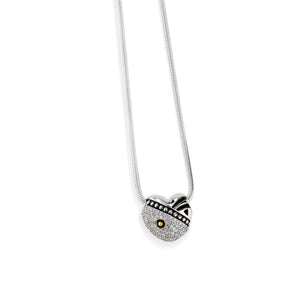 Solar Heart Pendant Necklace with Pave Diamonds