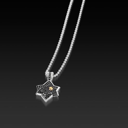 Matrix Black Diamond Star of David Pendant Necklace