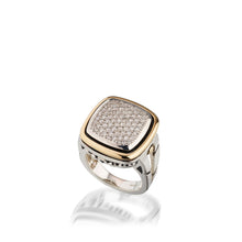 Load image into Gallery viewer, Women's Sterling Silver and 14 karat Yellow Gold Chorus Diamond Pave Ring
