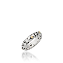 Load image into Gallery viewer, Women&#39;s Sterling Silver and 14 karat Yellow Gold Solar Ring
