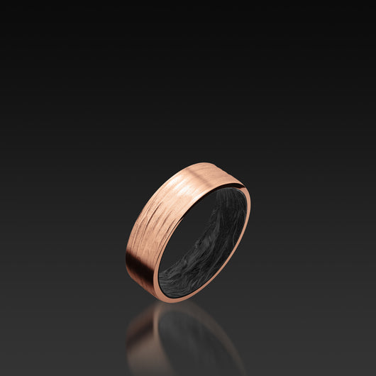 Rose Gold Flat Band with Carbon Fiber