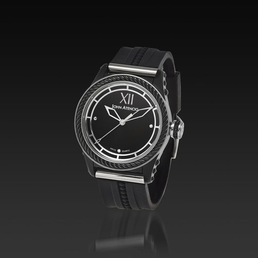 Men's Black Iconic Plated Pantheon I Watch with High Performance Elastomer Band