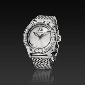 Men's Silver Iconic Plated Pantheon III Watch with Milanese Mesh Band