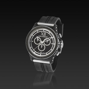 Men's Black Iconic Plated Pantheon IV Chronograph Watch with High Performance Elastomer Band