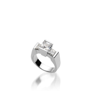 18 karat White Gold Ventana Trio 1 Carat Diamond Engagement Ring