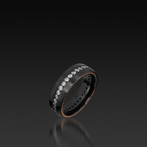 Zirconium Domed Band with Rose Gold Inlays
