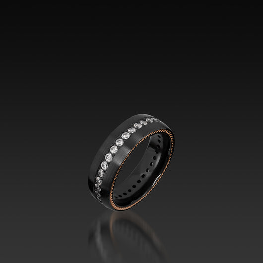 Zirconium Domed Band with Rose Gold Inlays