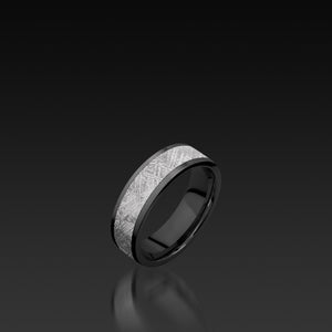 Black Zirconium Flat Band with Meteorite