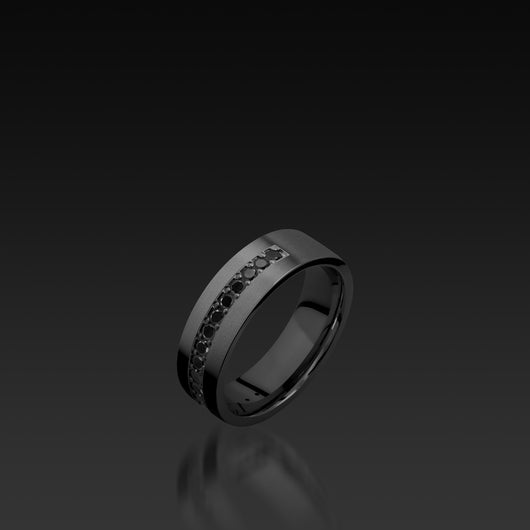 Black Zirconium Flat Band with Black Diamonds – John Atencio
