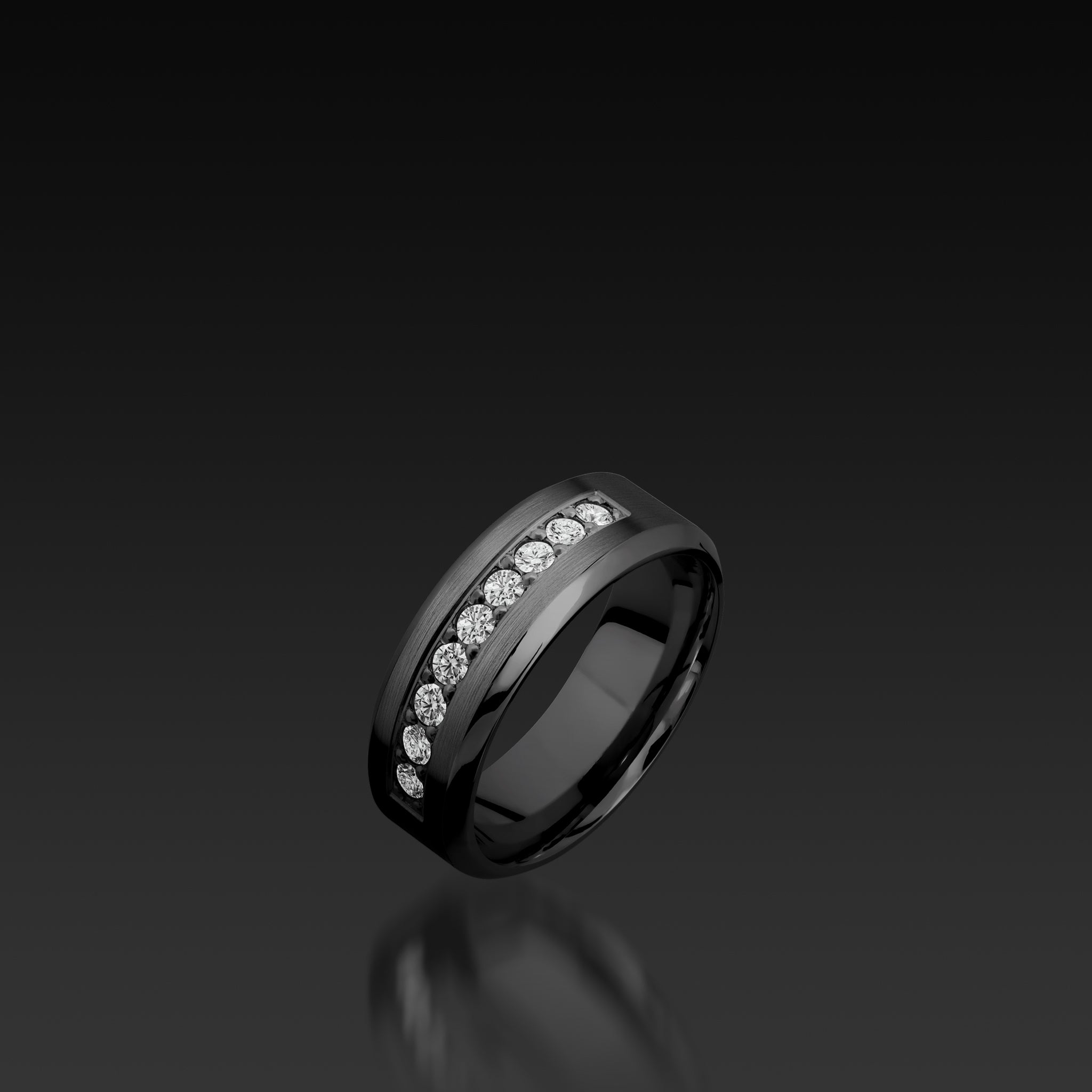 Black Zirconium Bevel Band with Diamonds – John Atencio