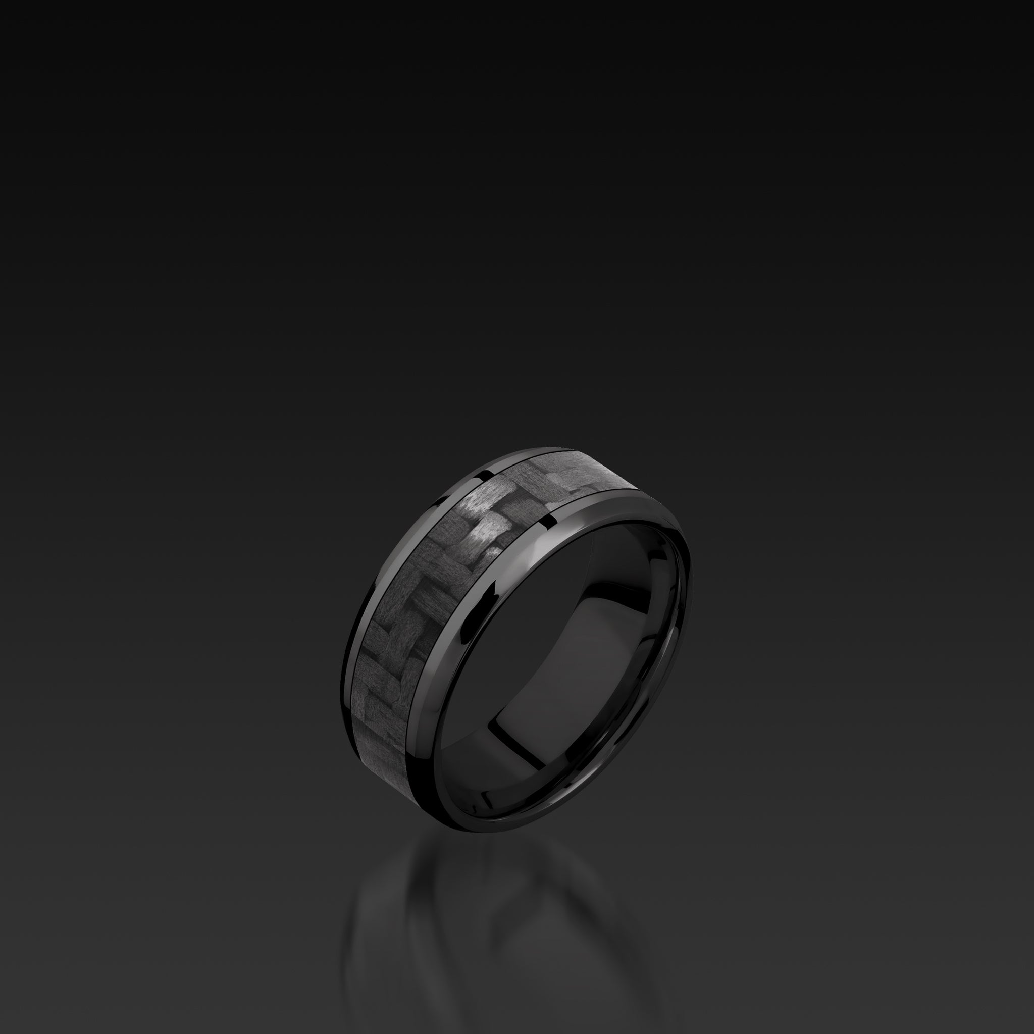 Black Zirconium Beveled Band with Carbon Fiber – John Atencio